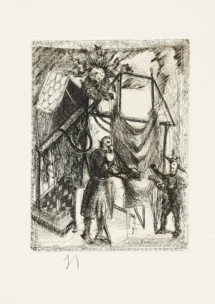 版画 Garouste - Sans titre carte de voeix