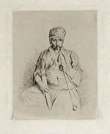 版画 Gérôme - Fumeur égyptien au turban