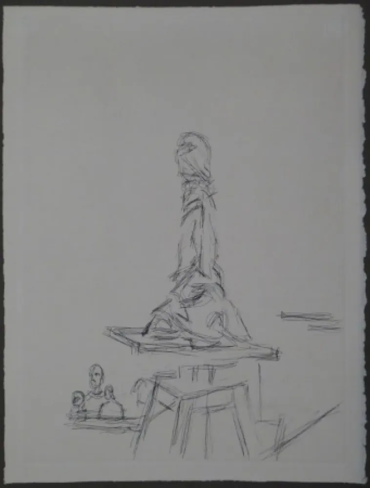 蚀刻版画 Giacometti - L'Atelier à la selette I. (Studio with the turntable)