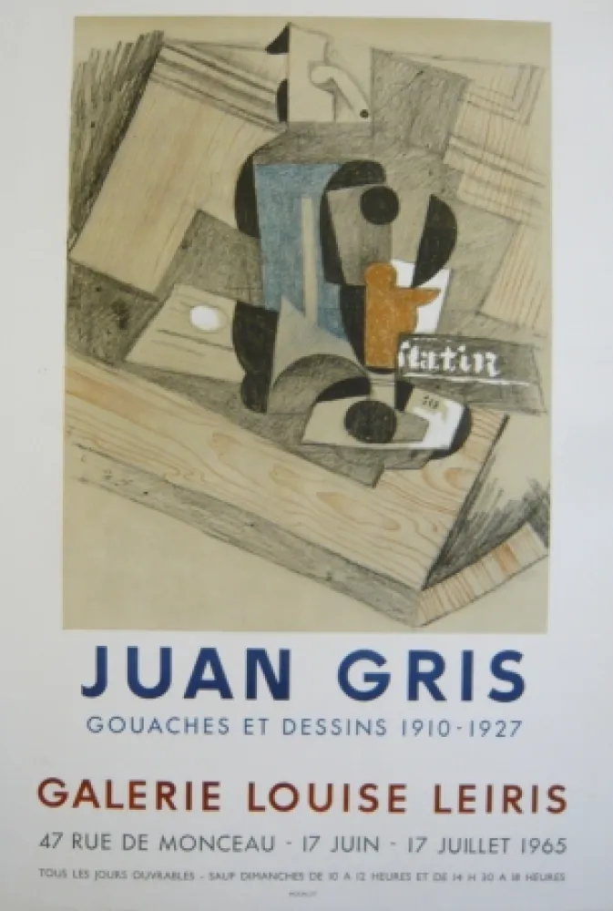 海报 Gris  - Affiche exposition  galerie Louise Leiris