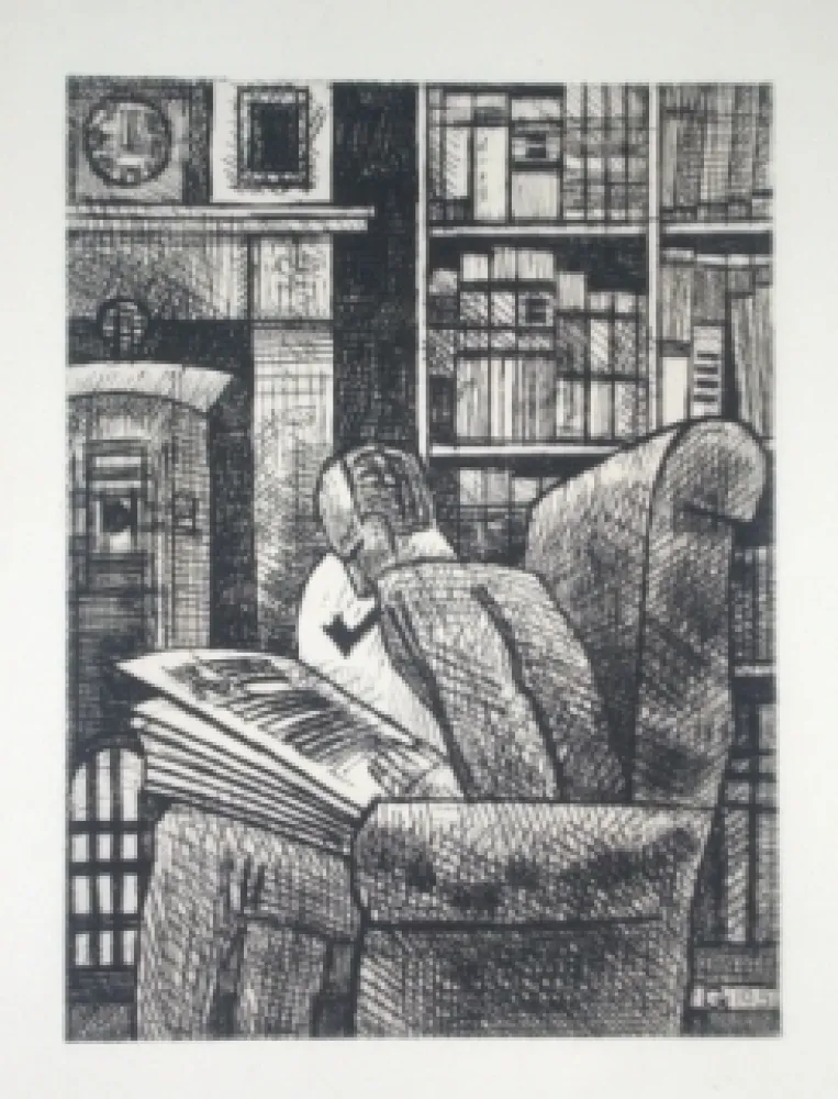 干刻版画 Gromaire - L'amateur de livres