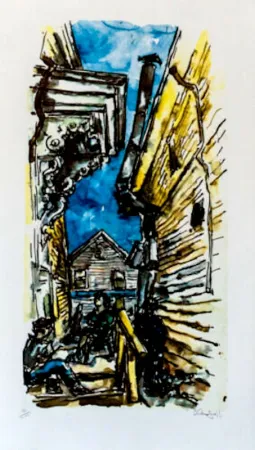 石版画 Gross - New England Street Scene