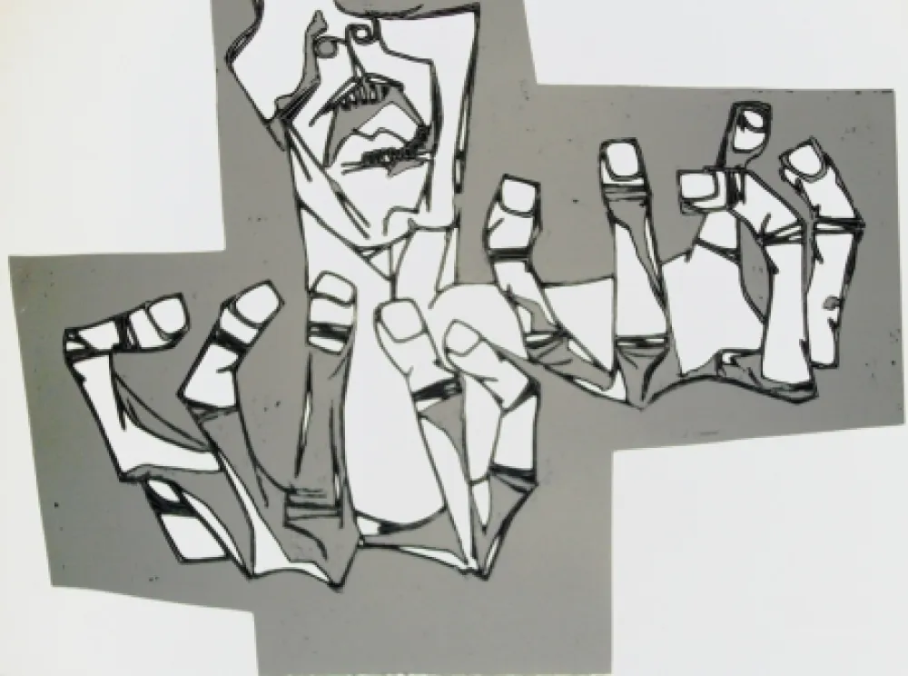 版画 Guayasamin - Las manos de la ira