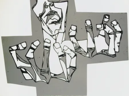 版画 Guayasamin - Las manos de la ira