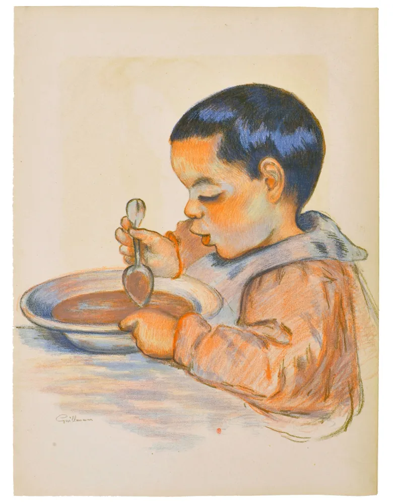 石版画 Guillaumin - Tête d'enfant