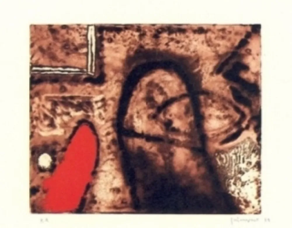 版画 Guinovart - Figura i vermell 