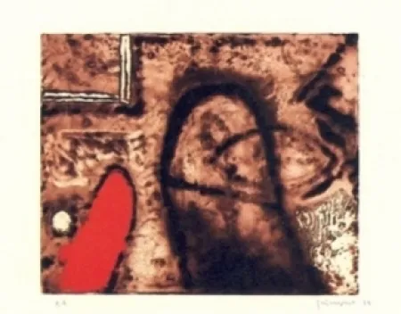 版画 Guinovart - Figura i vermell 