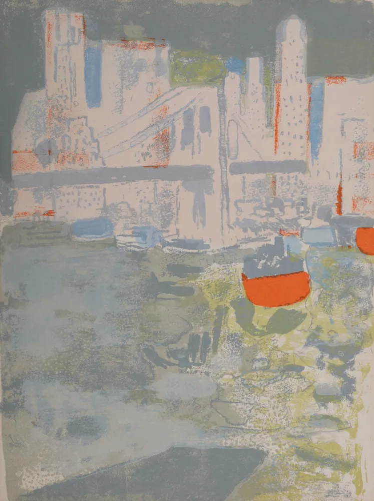 石版画 Guiramand - Le port de New York, 1964