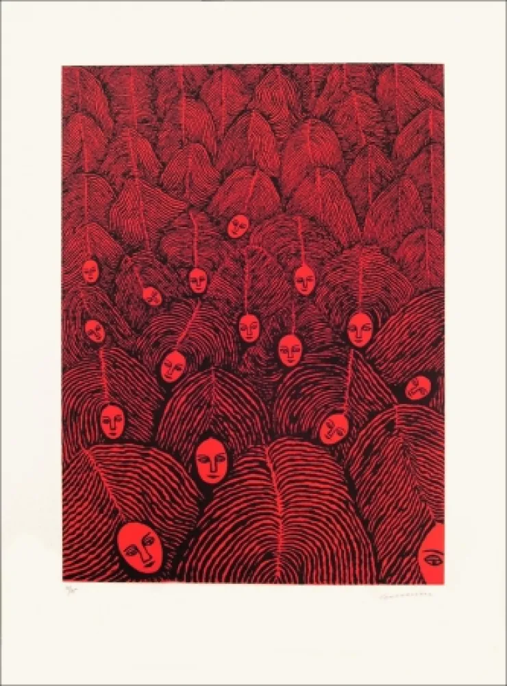 石版画 Gurbuz - Femme III