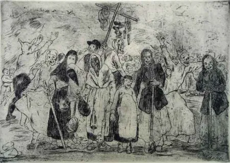 蚀刻版画 Gutiérrez Solana  - Entierro de la sardina