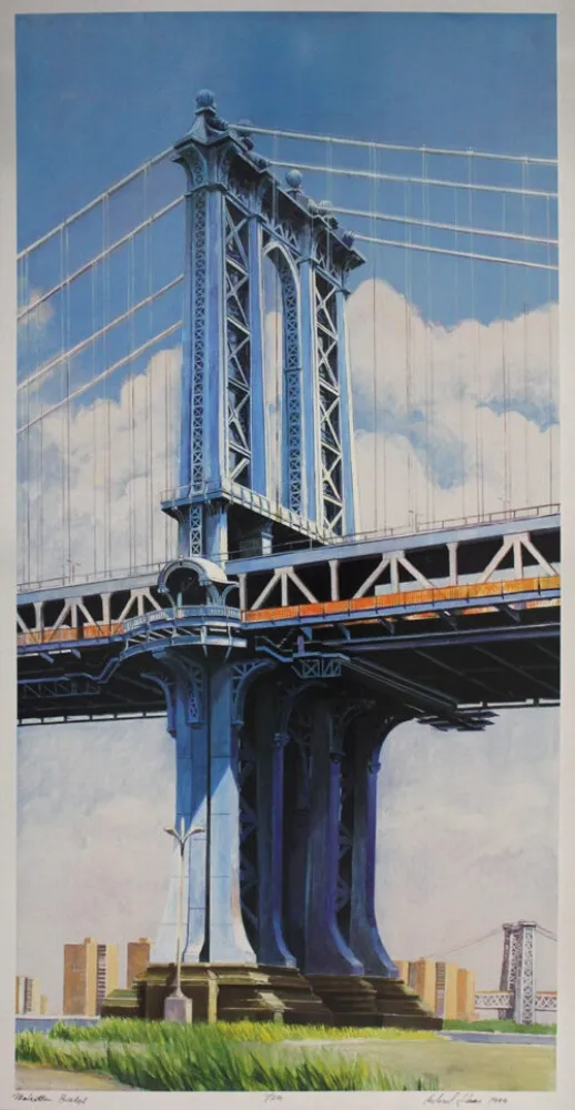 石版画 Haas - Manhattan Bridge