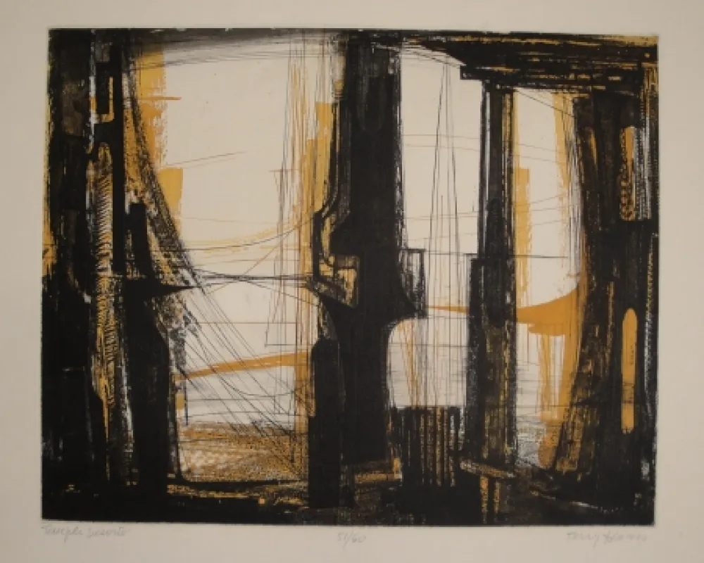 蚀刻版画 Haass - Temple déserté