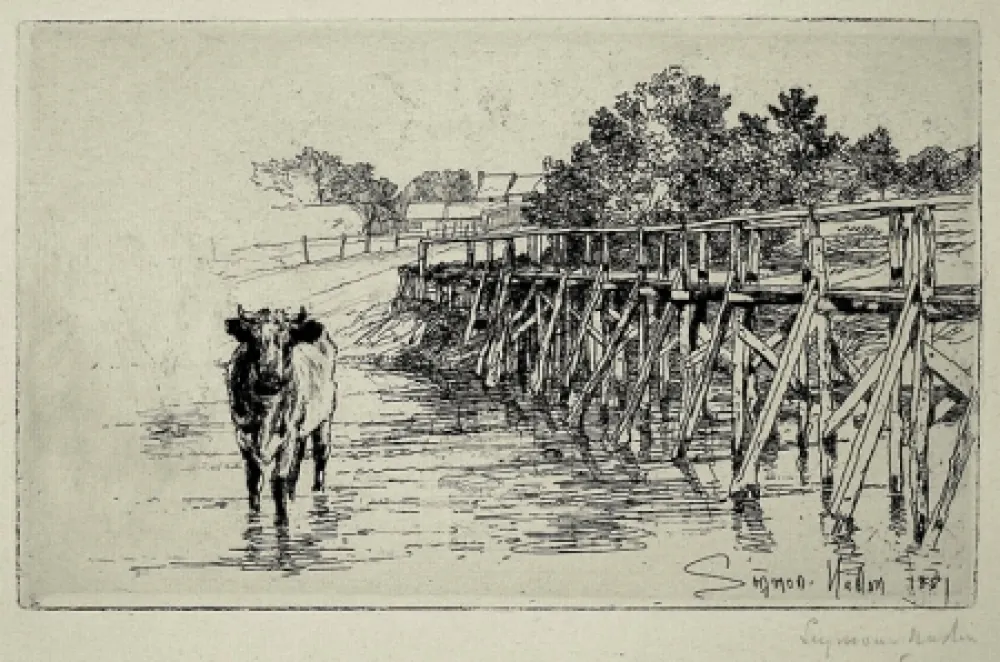 蚀刻版画 Haden - The Village Ford