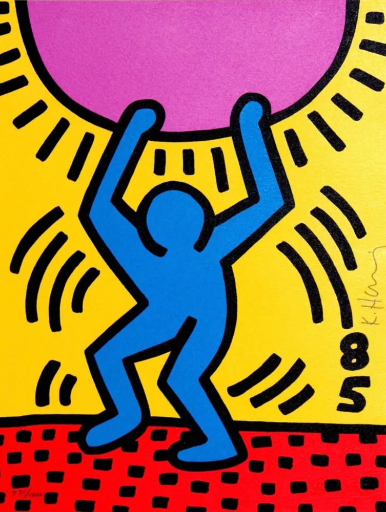 石版画 Haring - International Youth Year