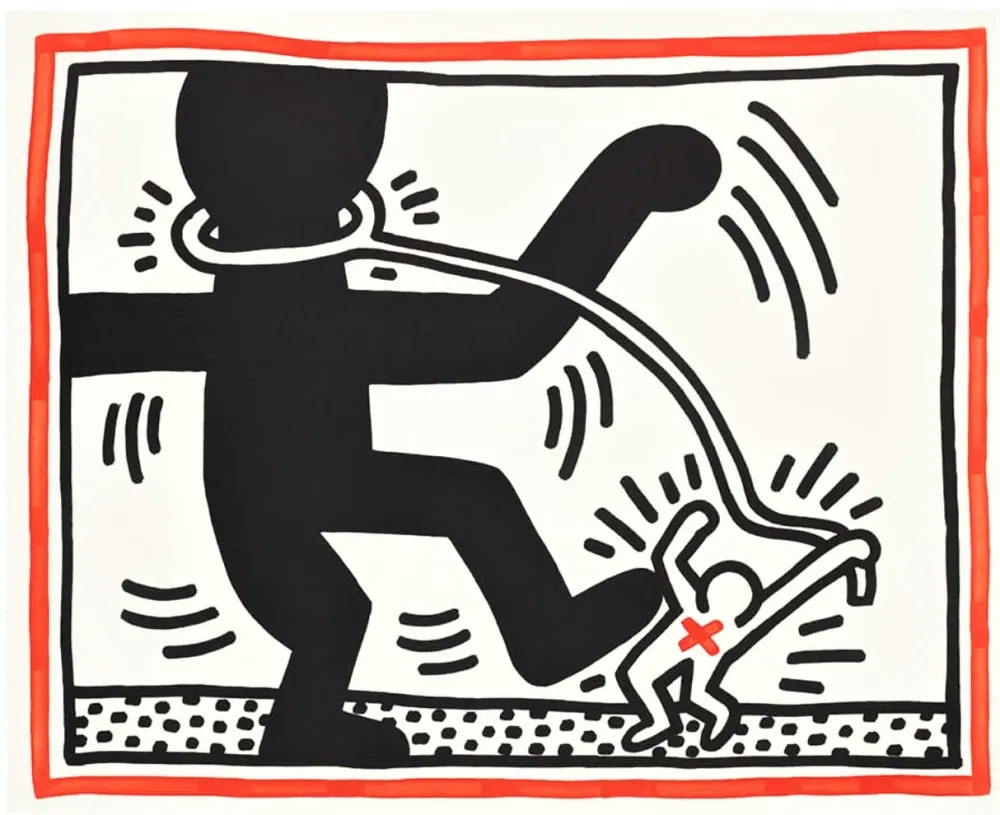 石版画 Haring - Untitled (Free South Africa #2)
