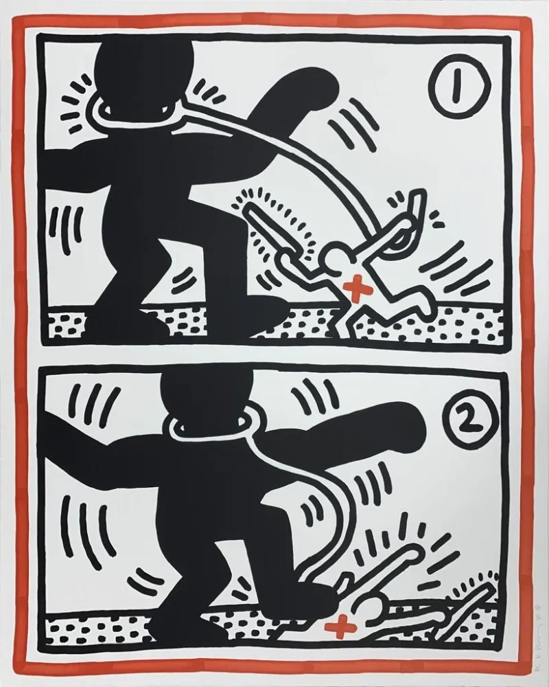 石版画 Haring - Untitled (Free South Africa #3)