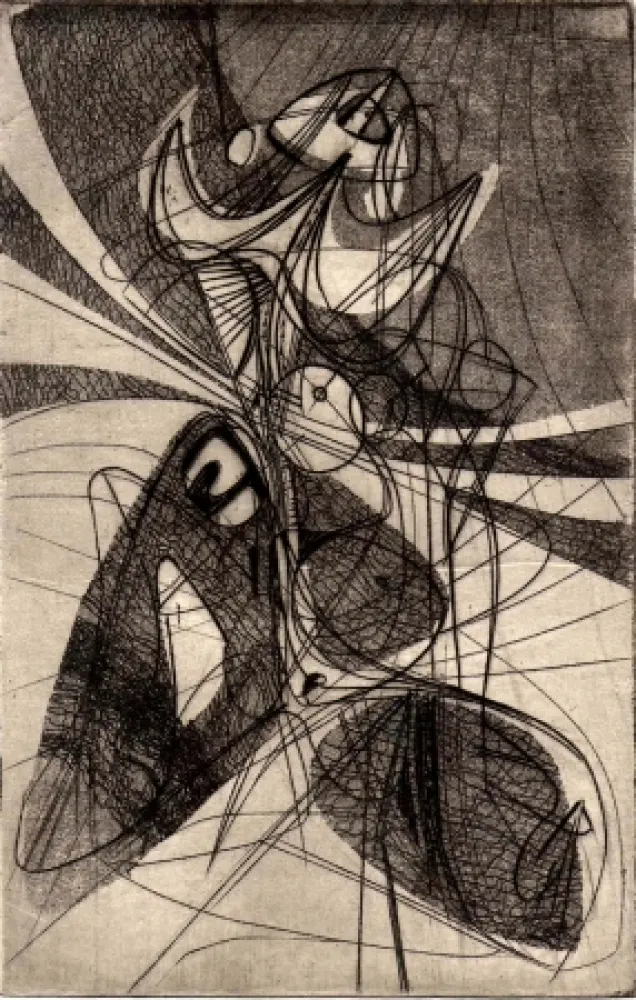 蚀刻版画 Hayter - (Greeting card for 1946-47)