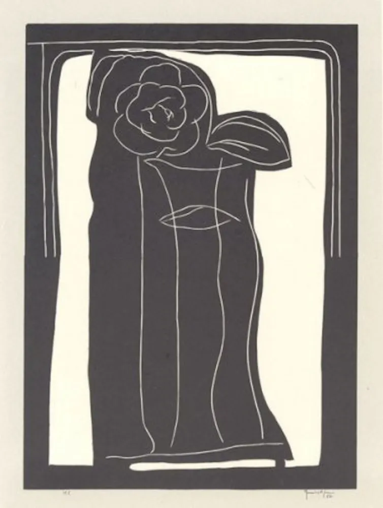 油毡版画 Hernandez Pijuan - Gerro amb flors