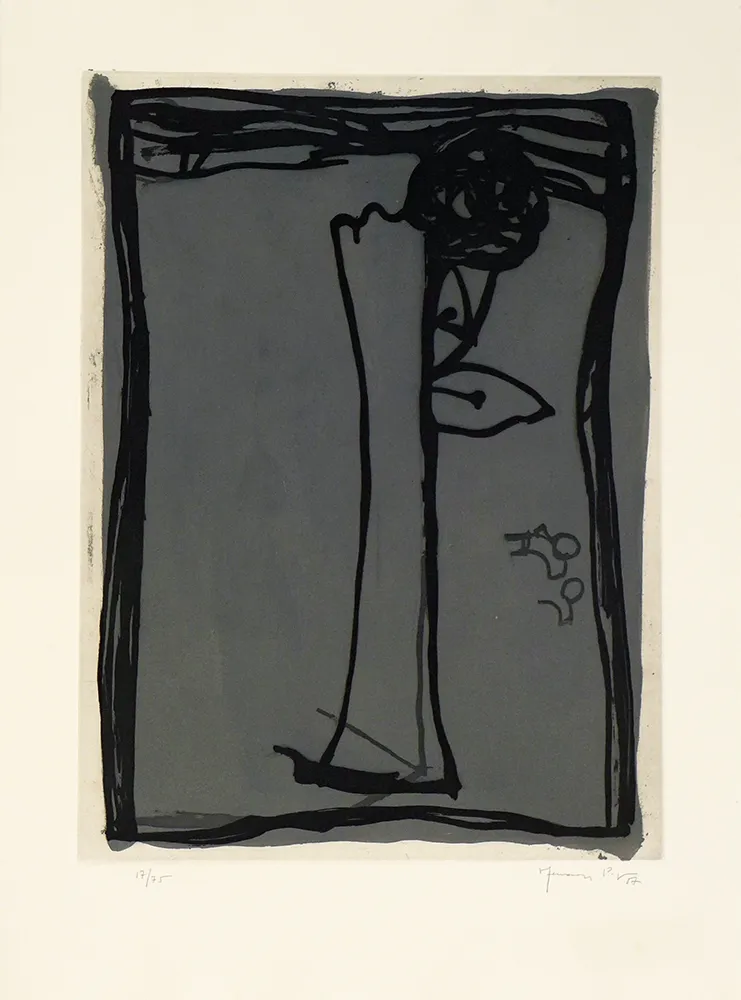 版画 Hernandez Pijuan - Jarro con rosa