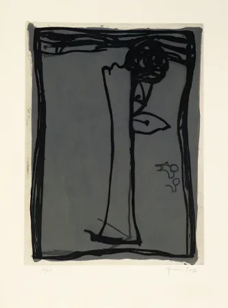 版画 Hernandez Pijuan - Jarro con rosa