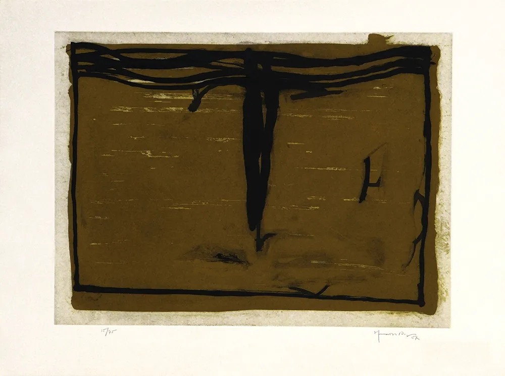 版画 Hernandez Pijuan - Paisaje con ciprés