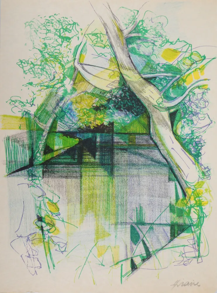 石版画 Hilaire - Printemps en Alsace (la Moder près de Haguenau)