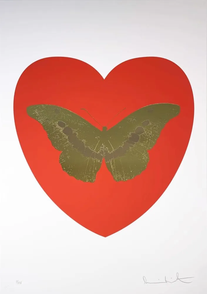 丝网印刷 Hirst - I Love You - Red/ Oriental Gold/ Cool Gold