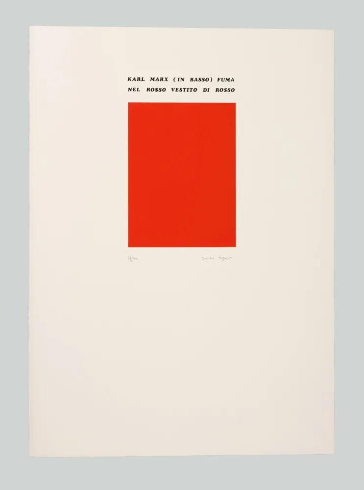 丝网印刷 Isgro - Karl Marx (in basso) fuma nel rosso vestito di rosso