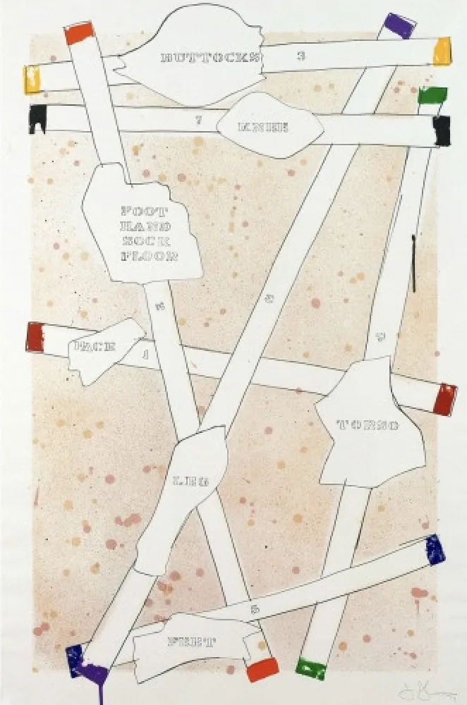 石版画 Johns - Sketch from Untitled I