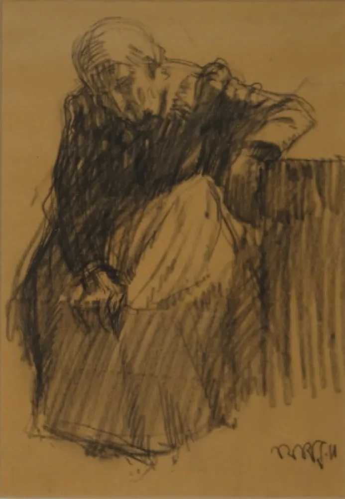 单版画 Junghanns - Sitzende alte Frau