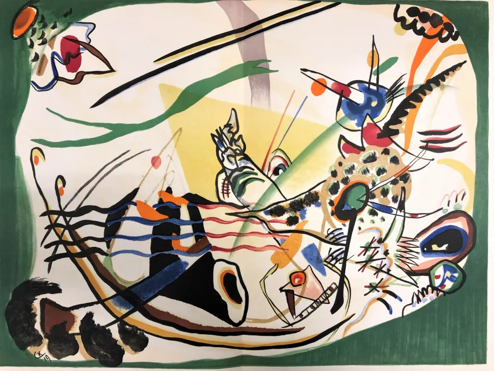 石版画 Kandinsky - Le bord vert