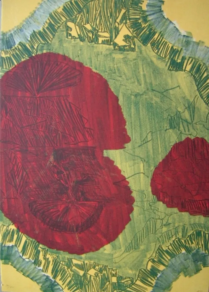 石版画 Kirkeby - Composition