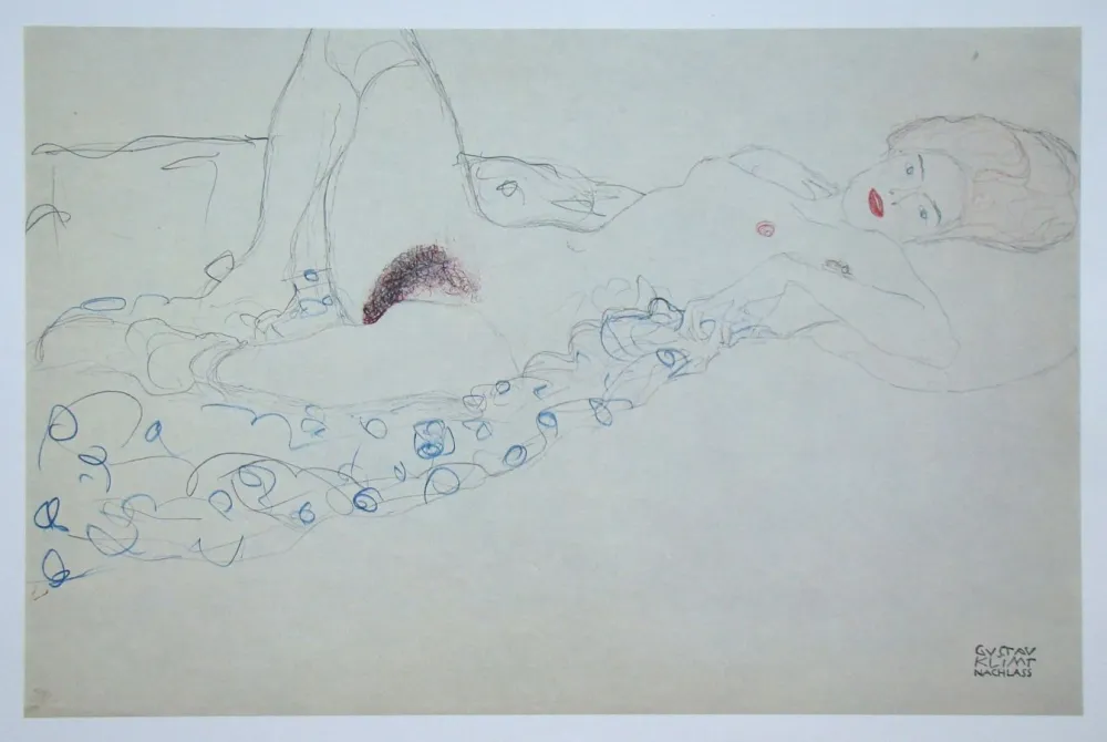 胶版印刷 Klimt (After) - Erotische Zeichnung