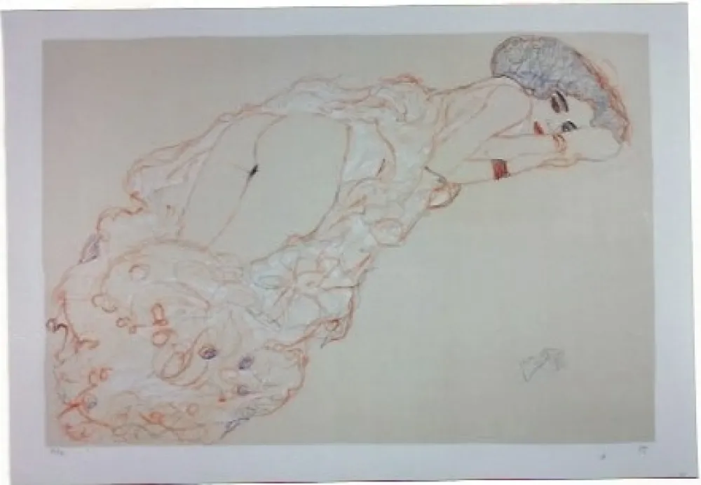 石版画 Klimt - La fille en robe longue