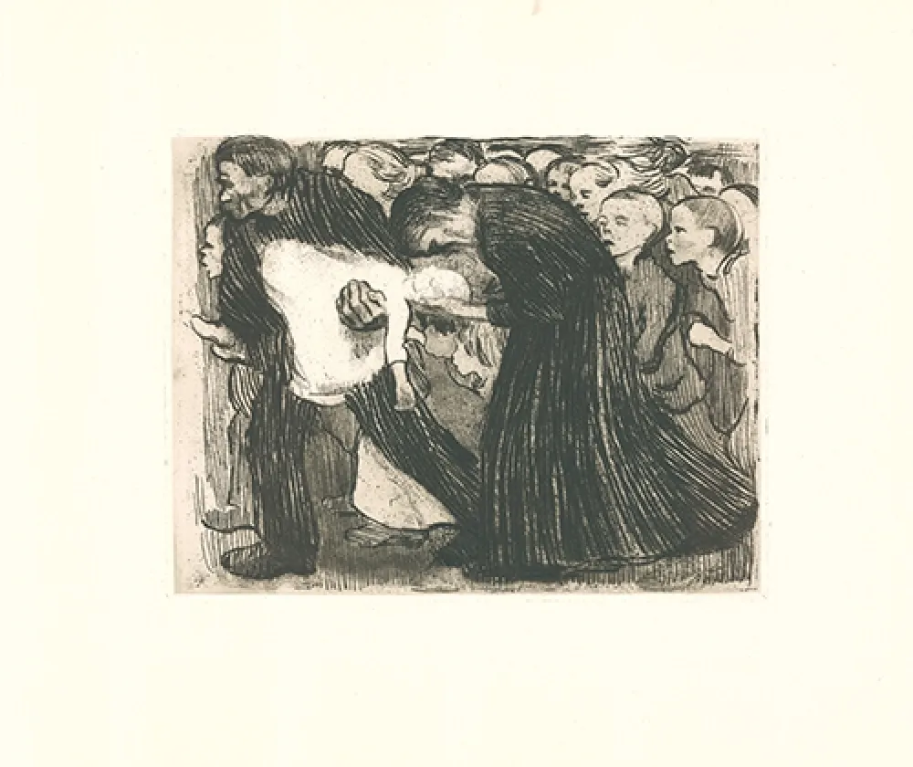 版画 Kollwitz - Überfahren (Run Over)