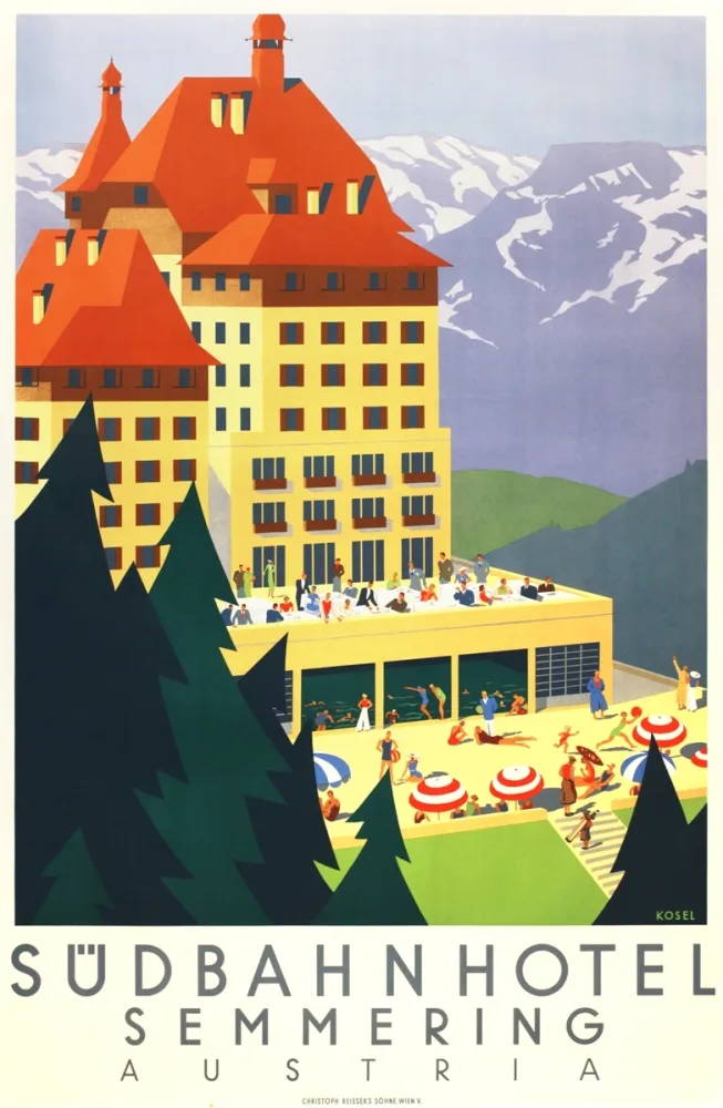石版画 Kosel - Südbahnhotel Semmering Austria