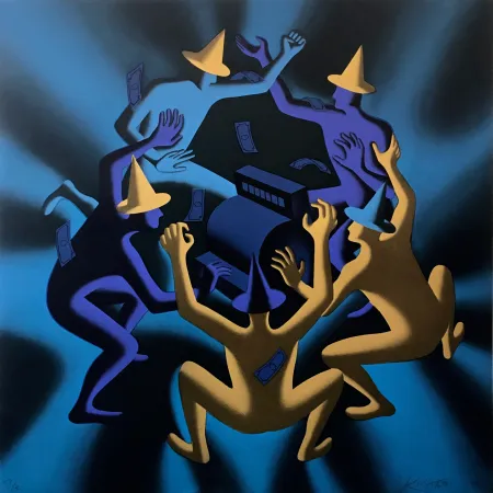 丝网印刷 Kostabi - CASH DANCE (BLUE)