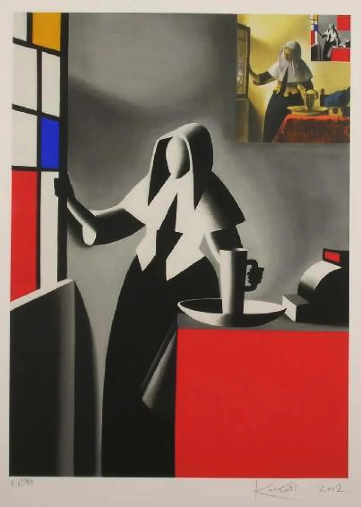石版画 Kostabi - SENZA TITOLO