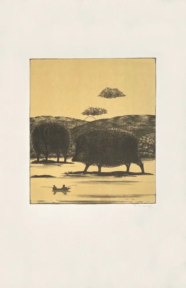 石版画 Lalanne - Les pêcheurs chassés