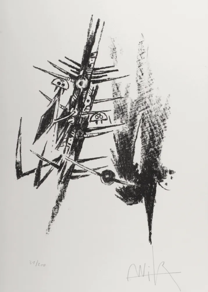 石版画 Lam - Composition, 1974 - Hand-signed