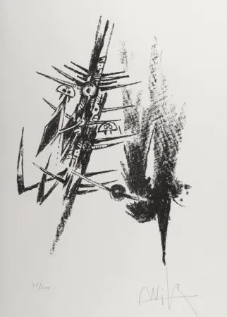 石版画 Lam - Composition, 1974 - Hand-signed
