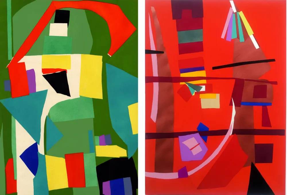 镂版印刷 Lanskoy - CORTÈGE. Pochoirs originaux n° 18 et 19 (1959)