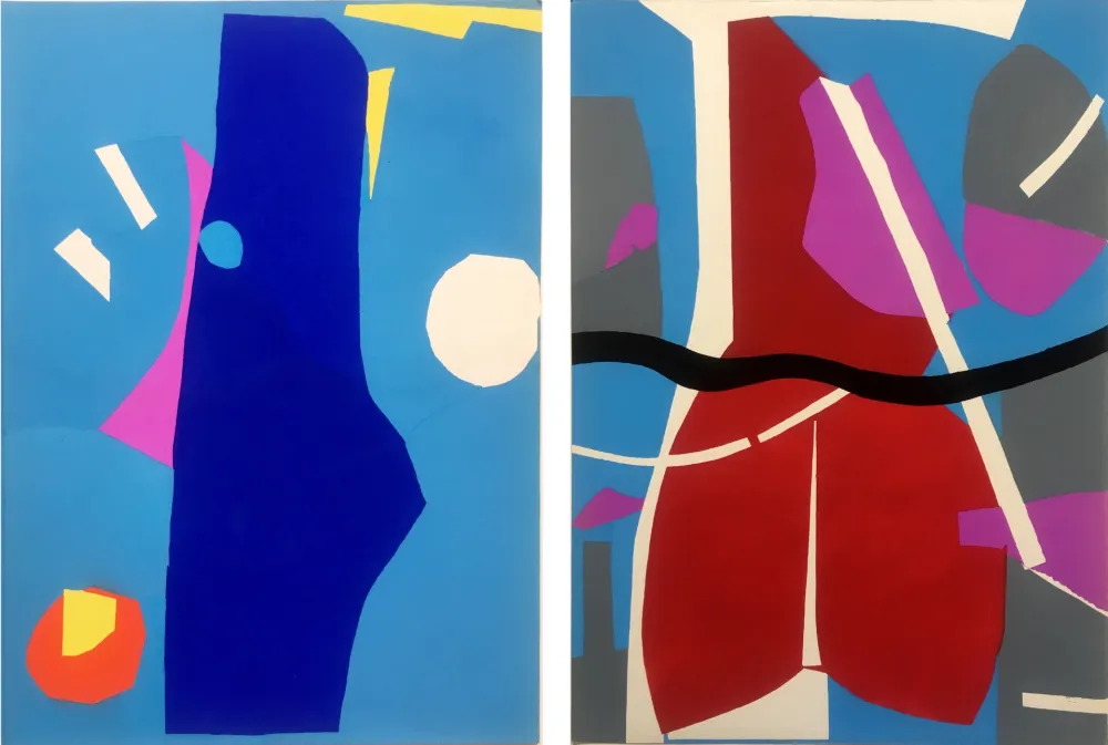 镂版印刷 Lanskoy - CORTÈGE. Pochoirs originaux n° 20 et 21 (1959)