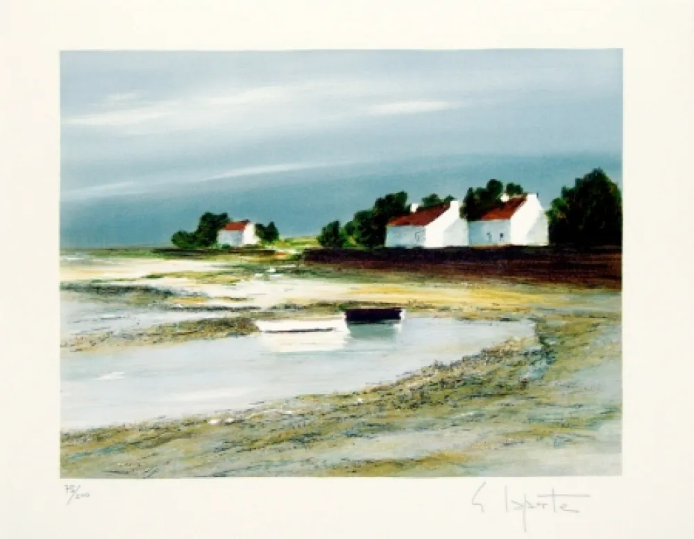 石版画 Laporte - Marée basse