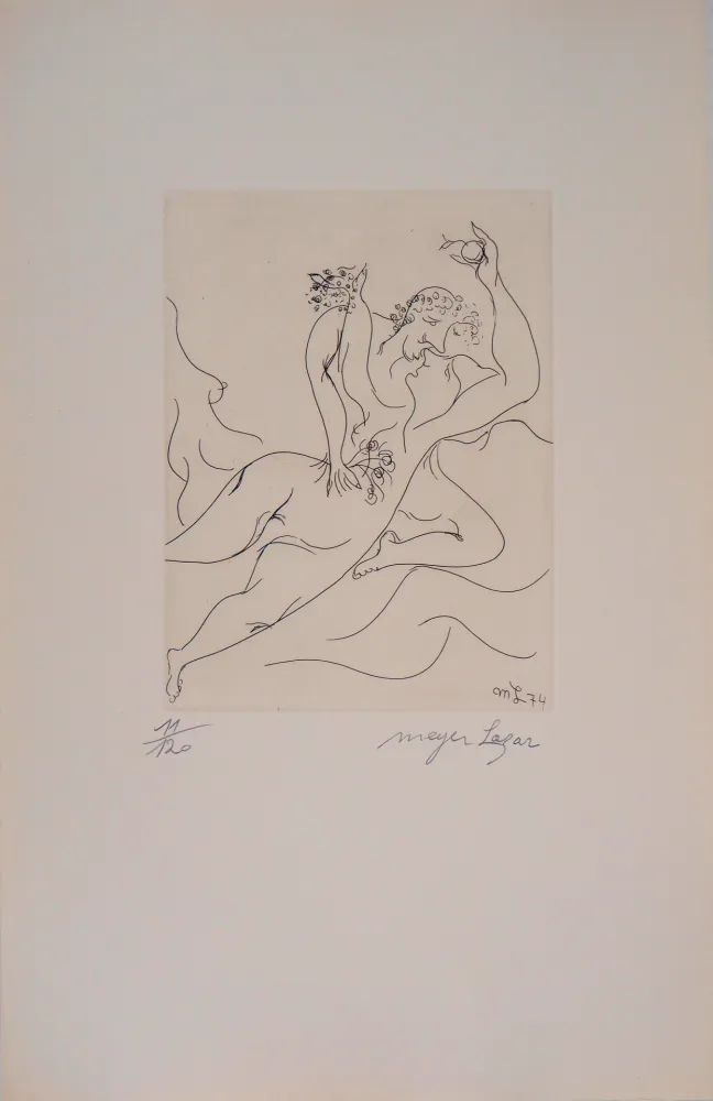 版画 Lazar - Cantique des Cantiques, Amants emportés par les flots de la passion