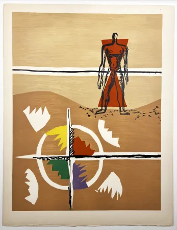 石版画 Le Corbusier - MILIEU. (Le Poème de l'angle droit, 1955). Planche 3 (A3)