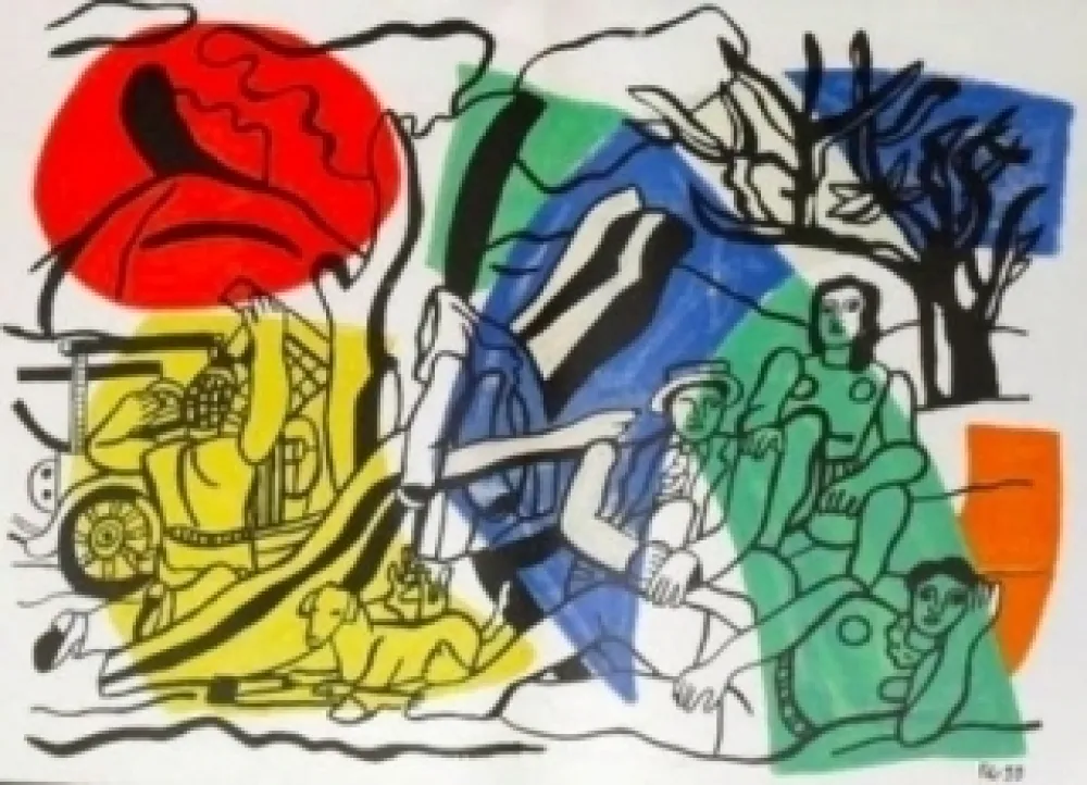 石版画 Leger - Partie de campagne