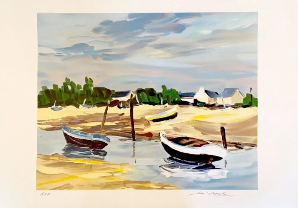 石版画 Levasseur - Barques