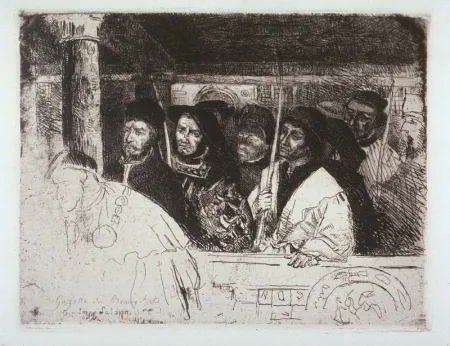 版画 Leys - Les archers / The Archers