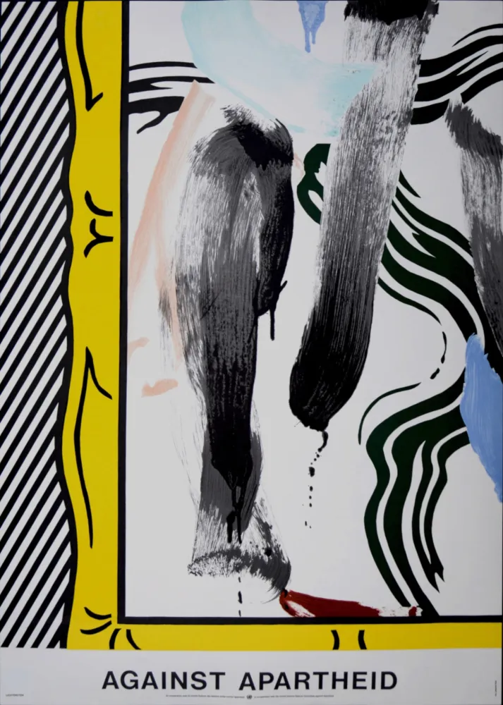 石版画 Lichtenstein - Against Apartheid, 1983 - Scarce first printing!